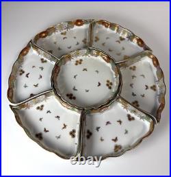 Fine Antique Japanese Satsuma Sweetmeat Set Butterfly Gilt Lacquer Serving Tray
