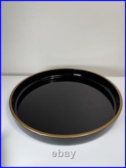 Fine Antique Japanese Satsuma Sweetmeat Set Butterfly Gilt Lacquer Serving Tray