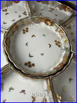 Fine Antique Japanese Satsuma Sweetmeat Set Butterfly Gilt Lacquer Serving Tray Fine Antique Japanese Satsuma Sweetmeat Set Butterfly Gilt Lacquer Serving Tray