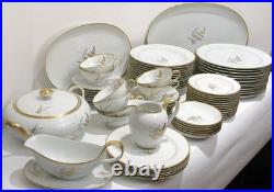 Fine China Service Set for 12 Gold Fern Hutschenreuther Bavaria Ferndale 75 Pcs