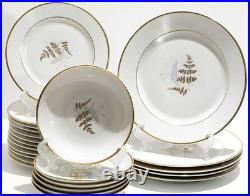 Fine China Service Set for 12 Gold Fern Hutschenreuther Bavaria Ferndale 75 Pcs