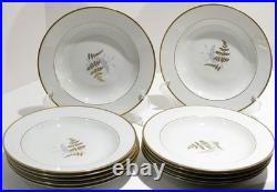 Fine China Service Set for 12 Gold Fern Hutschenreuther Bavaria Ferndale 75 Pcs