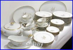 Fine China Service Set for 12 Gold Fern Hutschenreuther Bavaria Ferndale 75 Pcs