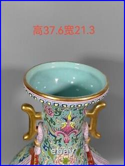 Fine Chinese Qing Dynasty Qianlong Porcelain Famille Rose Gilded Vase Z Fine Chinese Qing Dynasty Qianlong Porcelain Famille Rose Gilded Vase Z