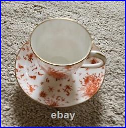 Fine Porcelain China Demitasse Cup Saucer Royal Crown Derby Orange Flowers Gold