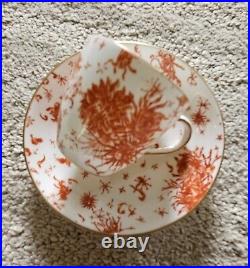 Fine Porcelain China Demitasse Cup Saucer Royal Crown Derby Orange Flowers Gold