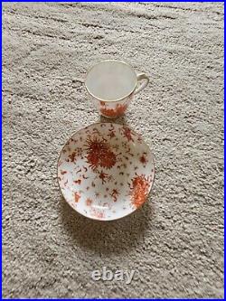 Fine Porcelain China Demitasse Cup Saucer Royal Crown Derby Orange Flowers Gold