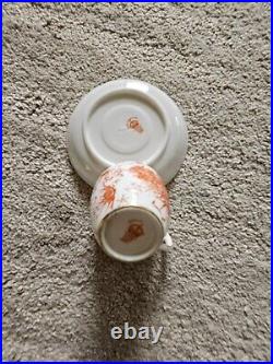 Fine Porcelain China Demitasse Cup Saucer Royal Crown Derby Orange Flowers Gold