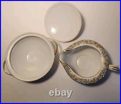 Fine Porcelain Noritake Somerset 5317 China Floral Gold Serves 7 With Extra Bone