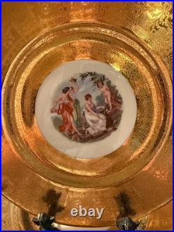 Four Royal China Gold Dinner Plate Warranted 22kt Myth Scene