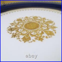 G7324 by MINTON Gold Encrusted & Jeweled Border Cobalt Pair of Cabinet Plates
