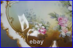 GDA Limoges Pink & White Rose Double Gold Shallow Bowl Circa 1900-1941