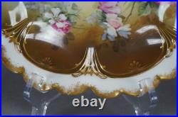 GDA Limoges Pink & White Rose Double Gold Shallow Bowl Circa 1900-1941