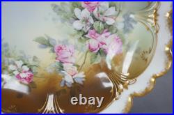 GDA Limoges Pink & White Rose Double Gold Shallow Bowl Circa 1900-1941