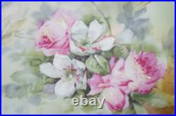 GDA Limoges Pink & White Rose Double Gold Shallow Bowl Circa 1900-1941