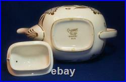 GROSVENOR SPODE Bone China England Gray LEAVES Gold Decor ROSSLYN 4 Cups Teapot
