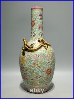 G Beautiful Chinese famille rose porcelain gilded vase G Beautiful Chinese famille rose porcelain gilded vase