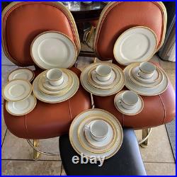 Gabbay China 24k Gold Trim Porcelain 4 Place Setting Plus Extra 28 Pieces