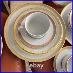 Gabbay China 24k Gold Trim Porcelain 4 Place Setting Plus Extra 28 Pieces
