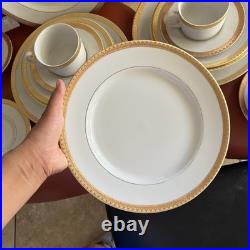 Gabbay China 24k Gold Trim Porcelain 4 Place Setting Plus Extra 28 Pieces