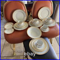 Gabbay China 24k Gold Trim Porcelain 4 Place Setting Plus Extra 28 Pieces