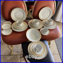 Gabbay China 24k Gold Trim Porcelain 4 Place Setting Plus Extra 28 Pieces