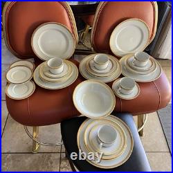 Gabbay China 24k Gold Trim Porcelain 4 Place Setting Plus Extra 28 Pieces
