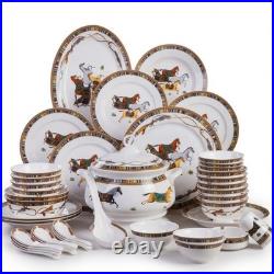 Genius Goodz 58-pc Greek Horse Luxury Bone China Dinnerware Set