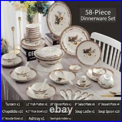 Genius Goodz 58-pc Greek Horse Luxury Bone China Dinnerware Set