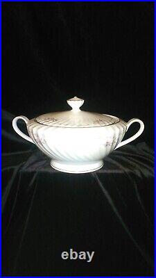 Genuine Porcelain China Gold Standard White Pink Rose with silver trim