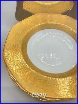 George Jones Crescent China Gold Encrusted Soup Plates -8