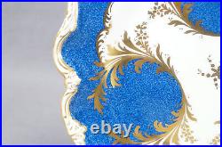George Jones Marbleized Powder Blue & Gold Floral Scrolls 9 Inch Dinner Plate