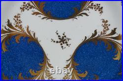 George Jones Marbleized Powder Blue & Gold Floral Scrolls 9 Inch Dinner Plate