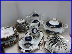 German Fine China Porcelain by Reichenbach Cobalt Blue 22k Gold Full Service 6