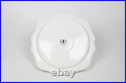 Gijade & Co Porcelain Gray & White Scalloped 13 Charger Plates Gold Trim 4 PCS