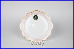 Gijade & Co Porcelain Pink & White Scalloped 13 Charger Plates Gold Trim Set 4