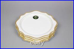 Gijade & Co. White Porcelain Scalloped 13 Gold Rimmed Charger Plate 4PCS Set