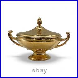 Gilt Porcelain Covered Bowl with Handles (Maker Uncertain)