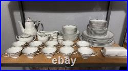 Gold China Basnet Dinner Set White Silver Japan Dinner Plate Bowl Salad