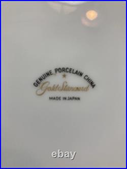 Gold Standard Porcelain China Dinner Plates- set of 4 Floral Pattern Silver Rim
