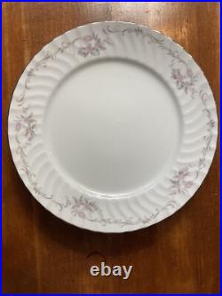 Gold Standard Porcelain China Dinner Plates- set of 4 Floral Pattern Silver Rim