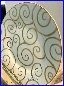 Gold Swirl By Pier1 Salad Plate Gold Swirls On White Gold Trim Porcelain 8 Pcs