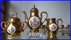 Gold Vintage Bondware Bohemian Fine China Porcelain Coffee Tea Set Fragonard