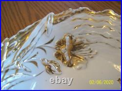 Gold & White Porcelain Raised Floral Pattern 7 Piece Vintage Berry Bowl Set