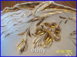 Gold & White Porcelain Raised Floral Pattern 7 Piece Vintage Berry Bowl Set