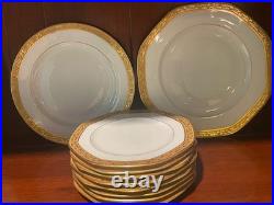 Gold and White Porcelain plates 3 sizes