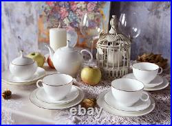 Golden Edge 20 pc Tea Set by Imperial Porcelain Lomonosov LFZ Fine Russian China