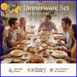 Golden Greek Key Bone China Dinnerware Set 57 Pieces FREE SHIPPING USA