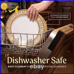 Golden Greek Key Bone China Dinnerware Set 57 Pieces FREE SHIPPING USA