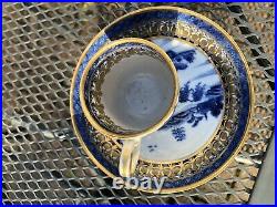 Gorgeous 18th Century Chinese Blue and White Cup And Saucer Gold Edition